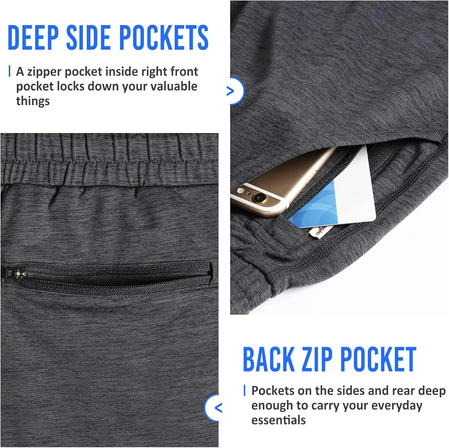 maamgic Mens Workout Shorts 5" Short Shorts Soft Stretch Running Gym Athletic Shorts with Zip Pockets