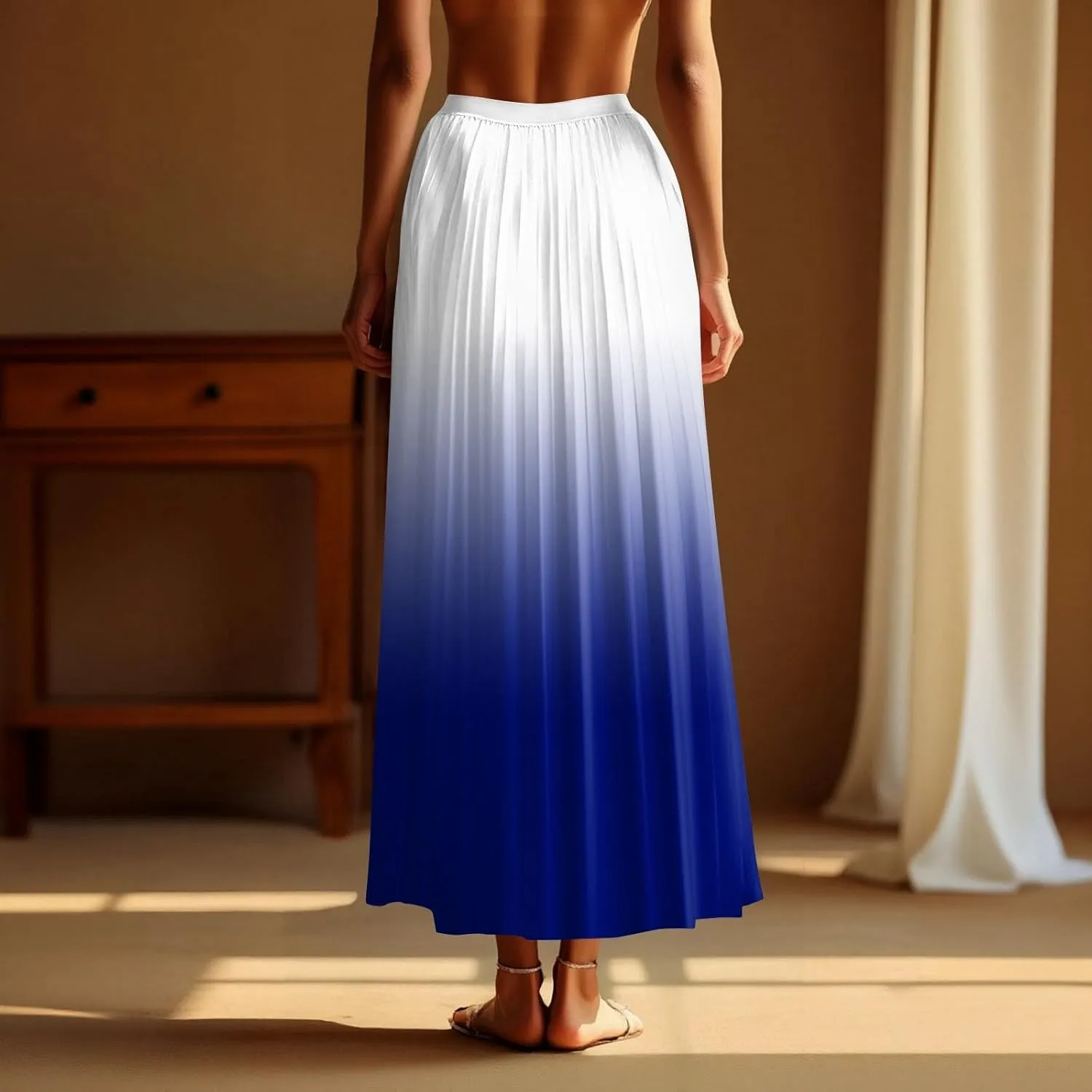 Maxi Skirts for Women 2025 Elastic Waist Peasant Trendy Business Casual Travel Pleated Beach Smocked Womens Floral Skirt