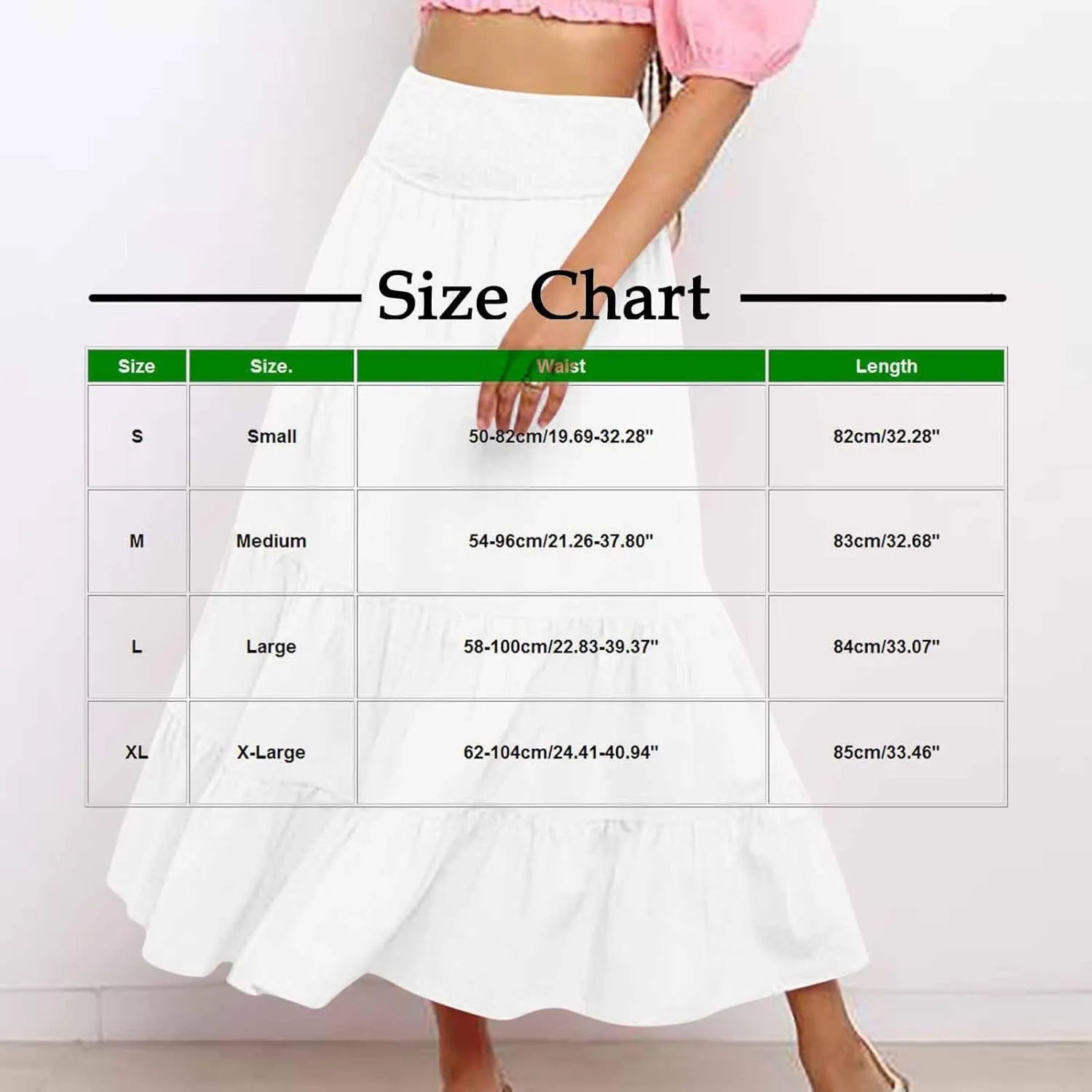 Maxi Skirts for Women Summer Boho Elastic High Waist Pleated Ruffle Tiered Skorts Casual Fashion Solid Flowy Skirt