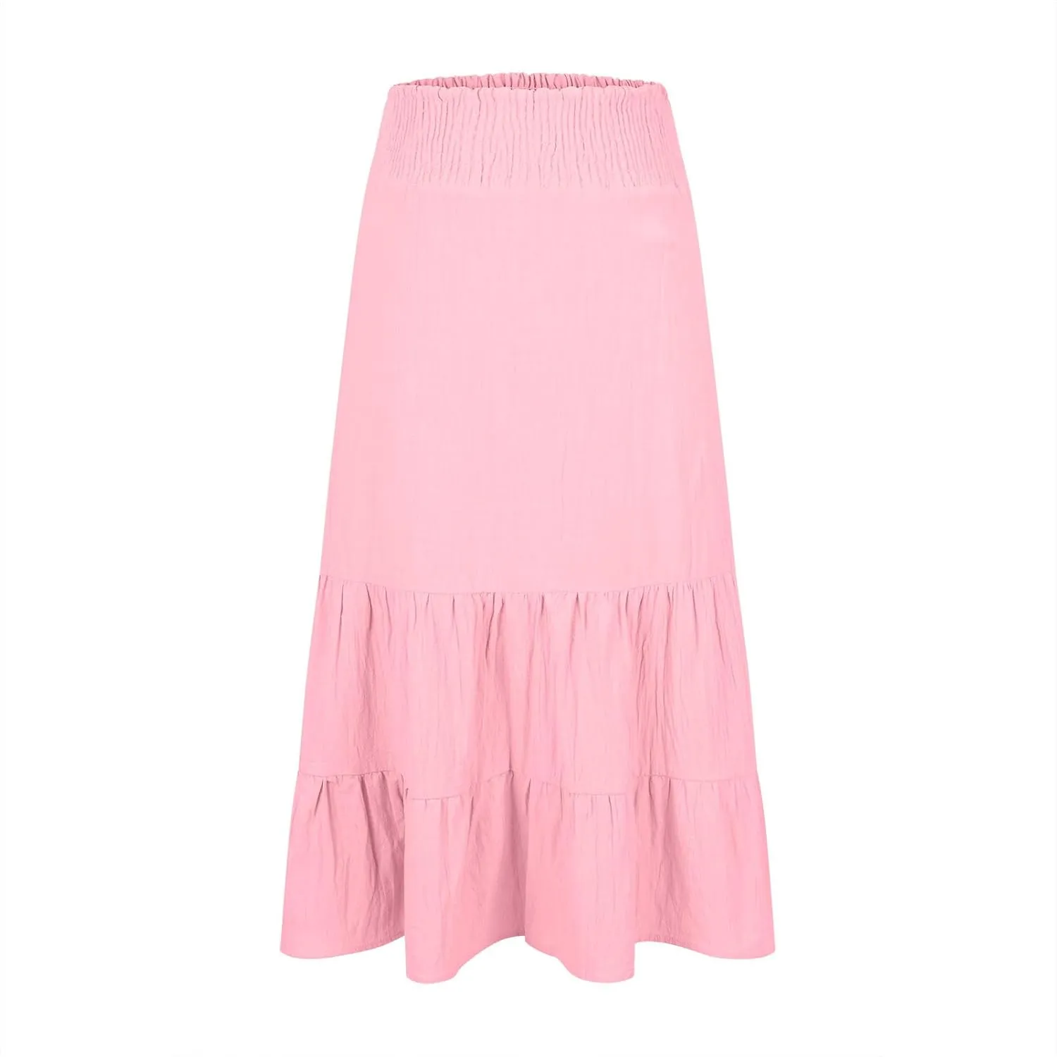 Maxi Skirts for Women Summer Boho Elastic High Waist Pleated Ruffle Tiered Skorts Casual Fashion Solid Flowy Skirt