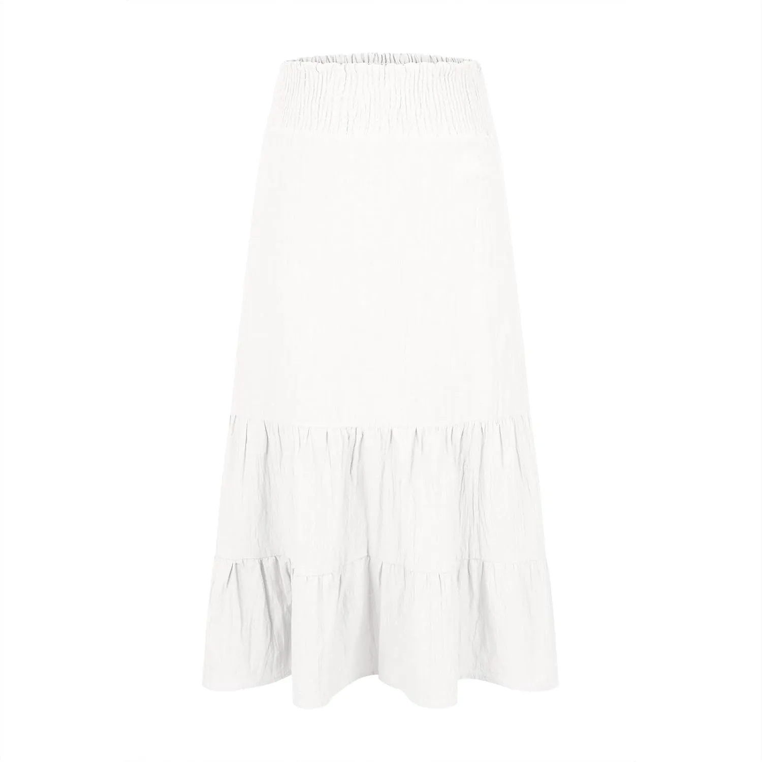 Maxi Skirts for Women Summer Boho Elastic High Waist Pleated Ruffle Tiered Skorts Casual Fashion Solid Flowy Skirt