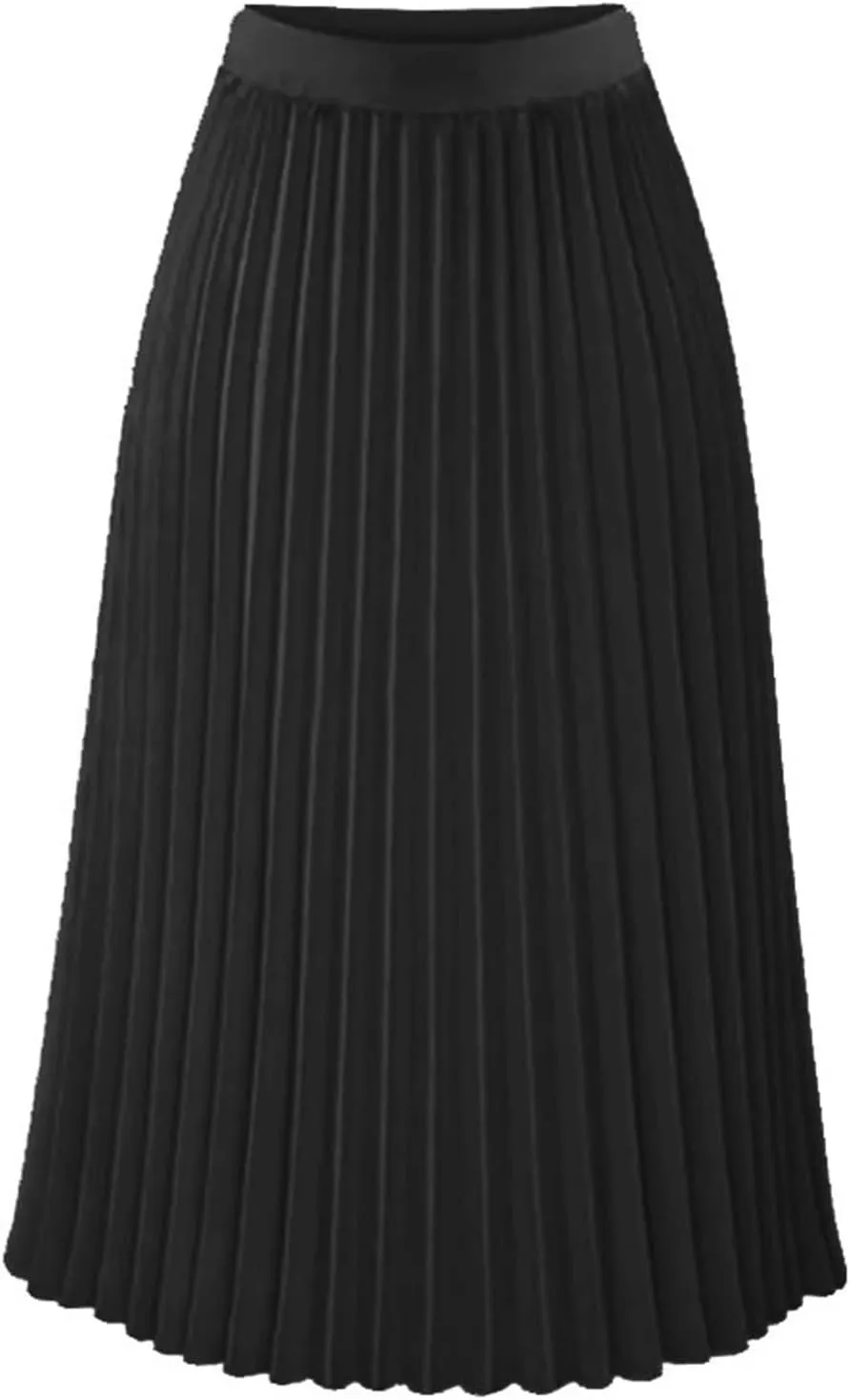 Maxi Skirts for Women Summer Casual Elastic High Waisted Pleated Skirt Flowy Solid Color Chiffon Swing A Line Skirt