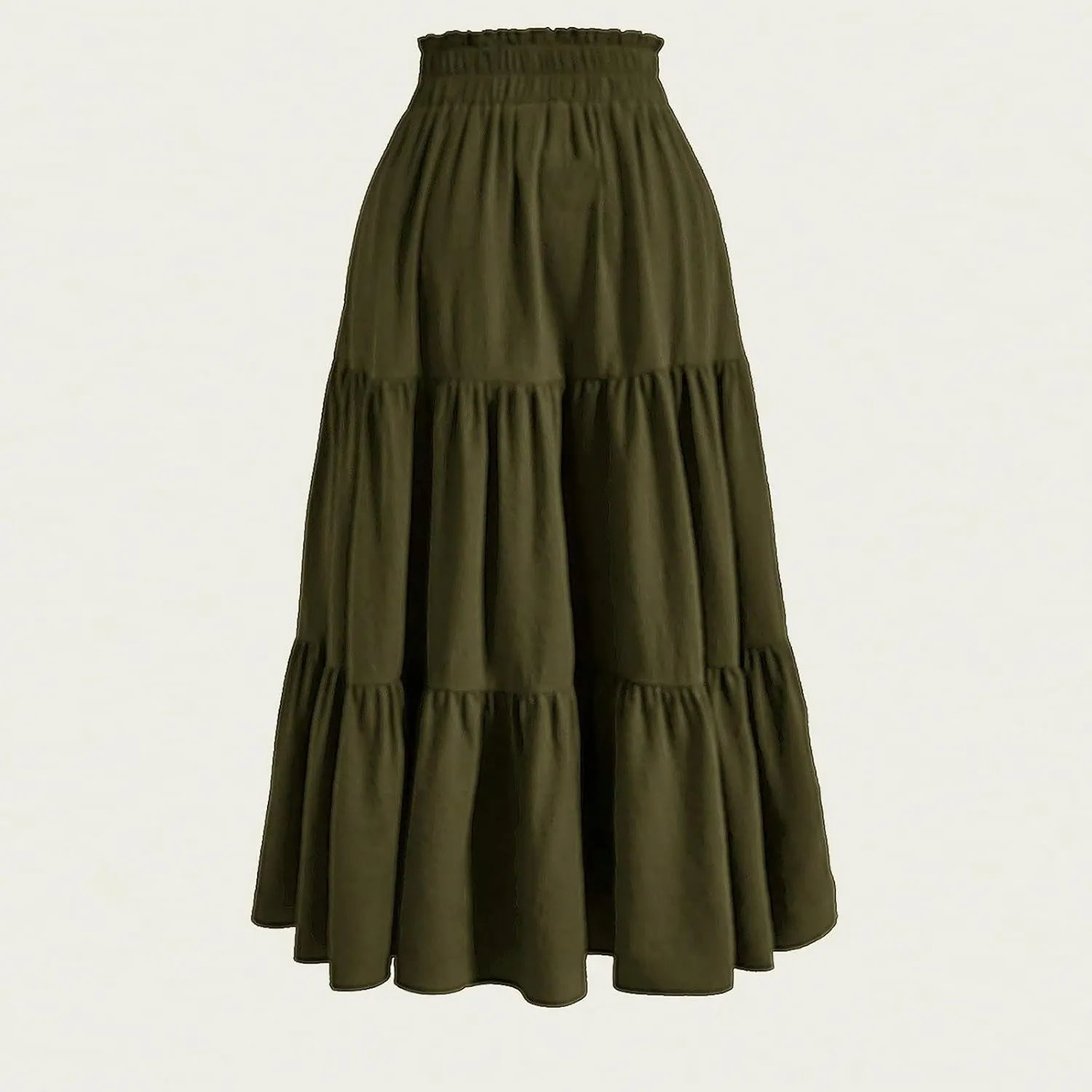 Maxi Skirts for Women Trendy Summer A Line Long Skirt Drawstring High Waisted Tiered Flowy Pleated Skirt with Pockets