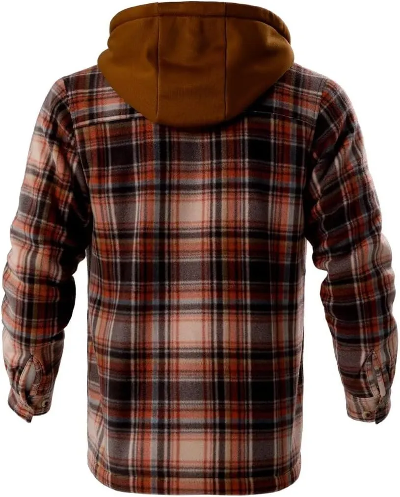Men Heavy Thick Flannel Plaid Jacket Sherpa Fleece Lined Sweatshirt Big&Tall Hoodies Zip Up Winter Warm Coat