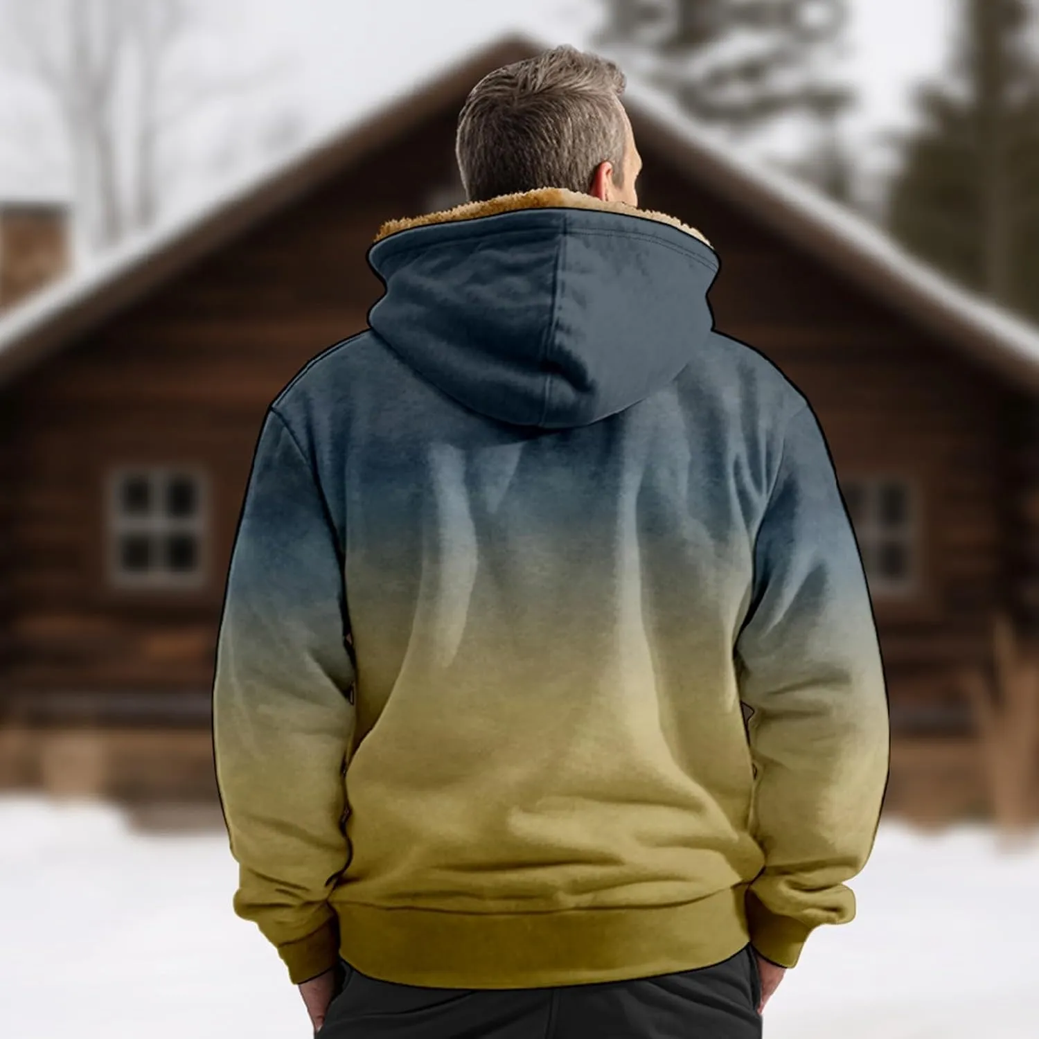 Men Hoodie Zip Up Winter Sherpa Lined Sweatshirt Sherpa Lined Full Zip Hoodie Heavyweight Thick Warm Fleece Jacket