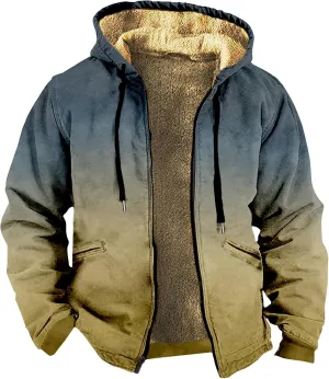 Men Hoodie Zip Up Winter Sherpa Lined Sweatshirt Sherpa Lined Full Zip Hoodie Heavyweight Thick Warm Fleece Jacket