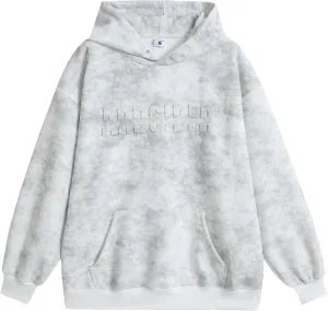 Men Oversized Tie Dye Hooded Sweatshirt Unisex Embossed Letter Hoodies