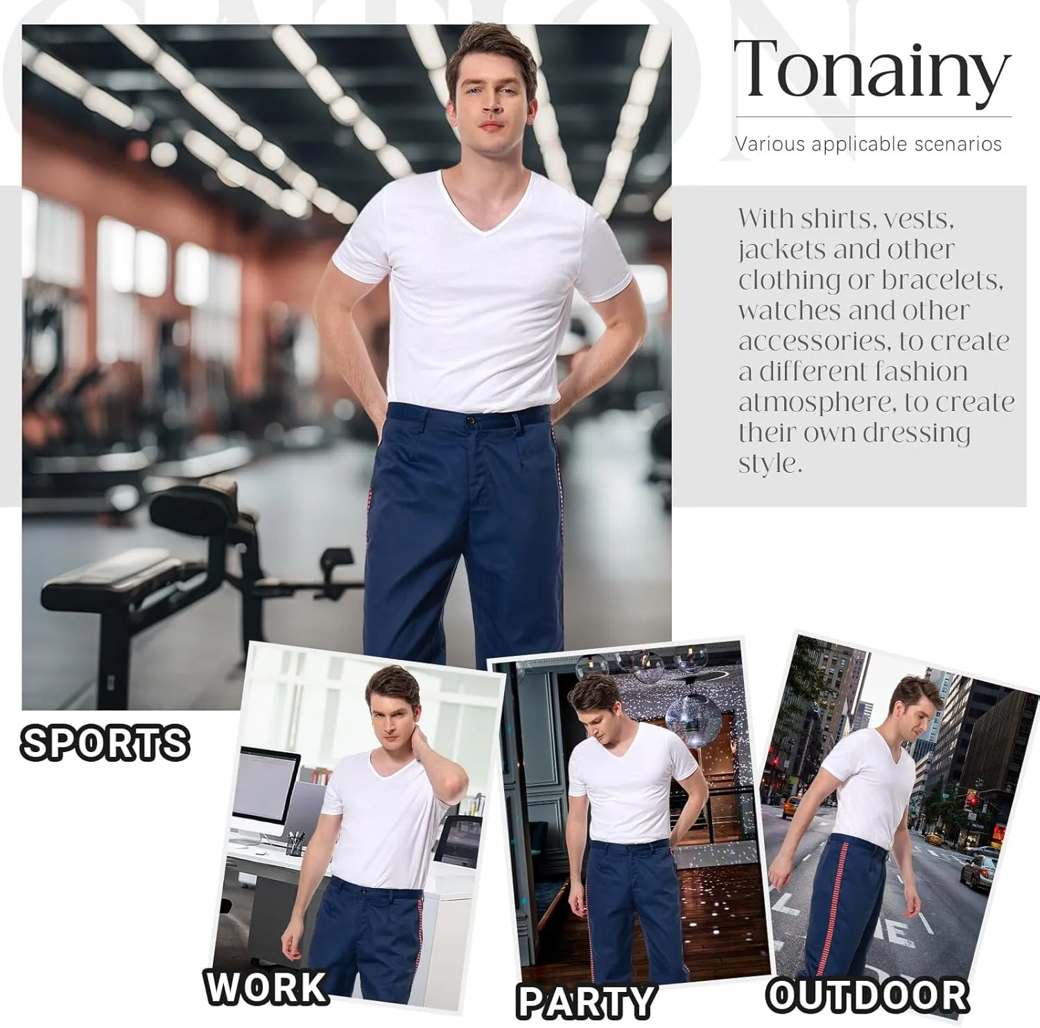 Men Side Striped Pants Adult Casual Trousers Chino Straight Leg Pants Athletic Work Trousers Movie Utility Jogger
