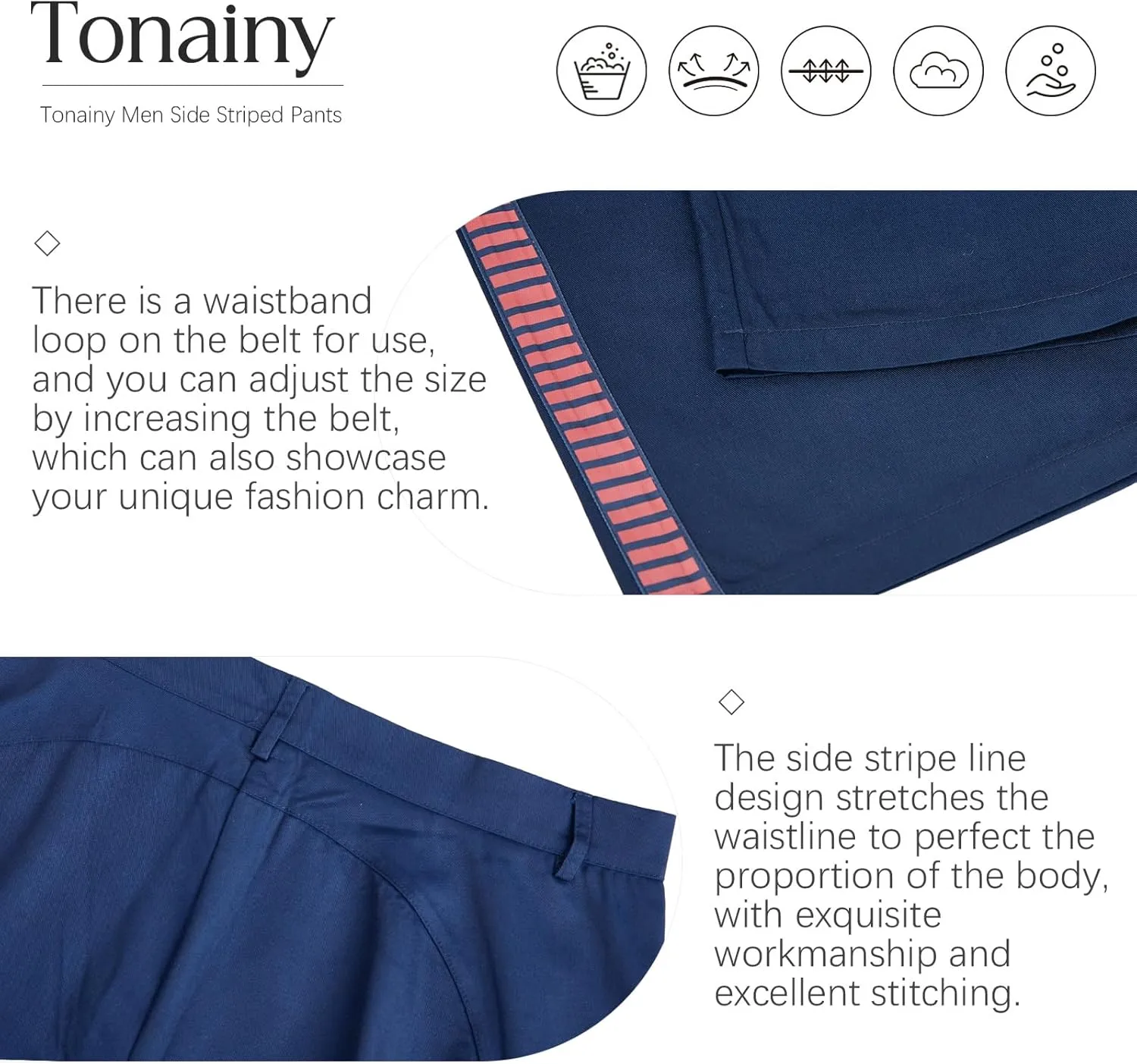 Men Side Striped Pants Adult Casual Trousers Chino Straight Leg Pants Athletic Work Trousers Movie Utility Jogger