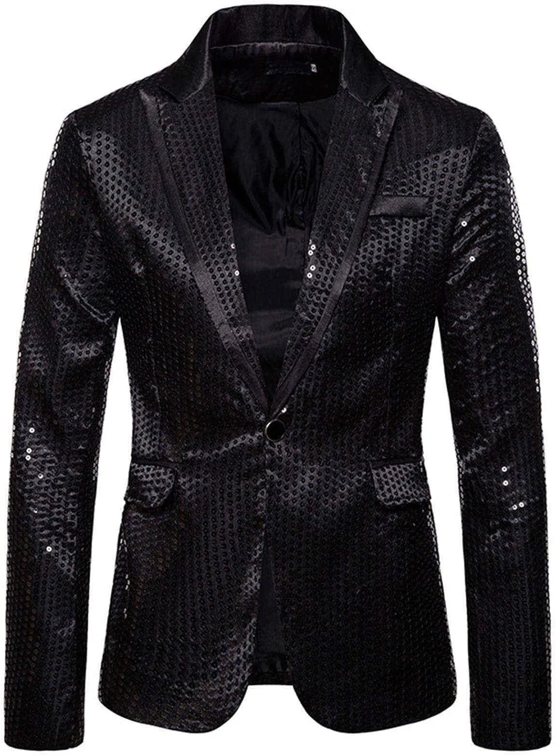 Men's Blazers Casual Sequin Slim Fit Coat Blazer One Button Lightweight Business Party Lapel Suit Jacket for Men