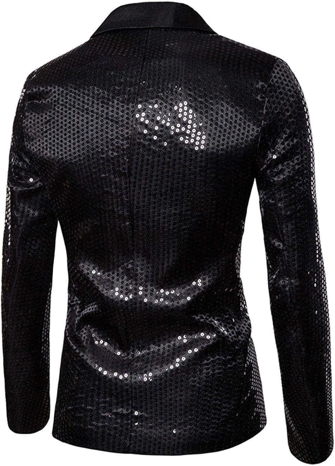 Men's Blazers Casual Sequin Slim Fit Coat Blazer One Button Lightweight Business Party Lapel Suit Jacket for Men