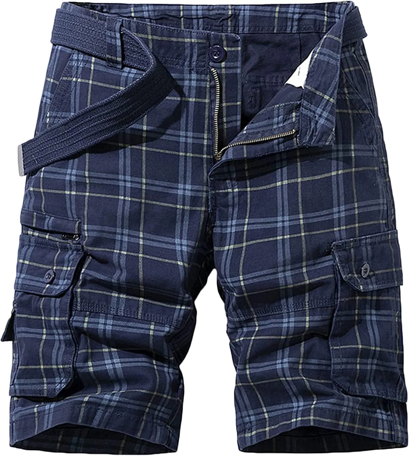 Men's Cargo Fashion Plaid Shorts Cargo Shorts No Belt Tactical Work Shorts Stretch Comfor Summer Outdoor Shorts
