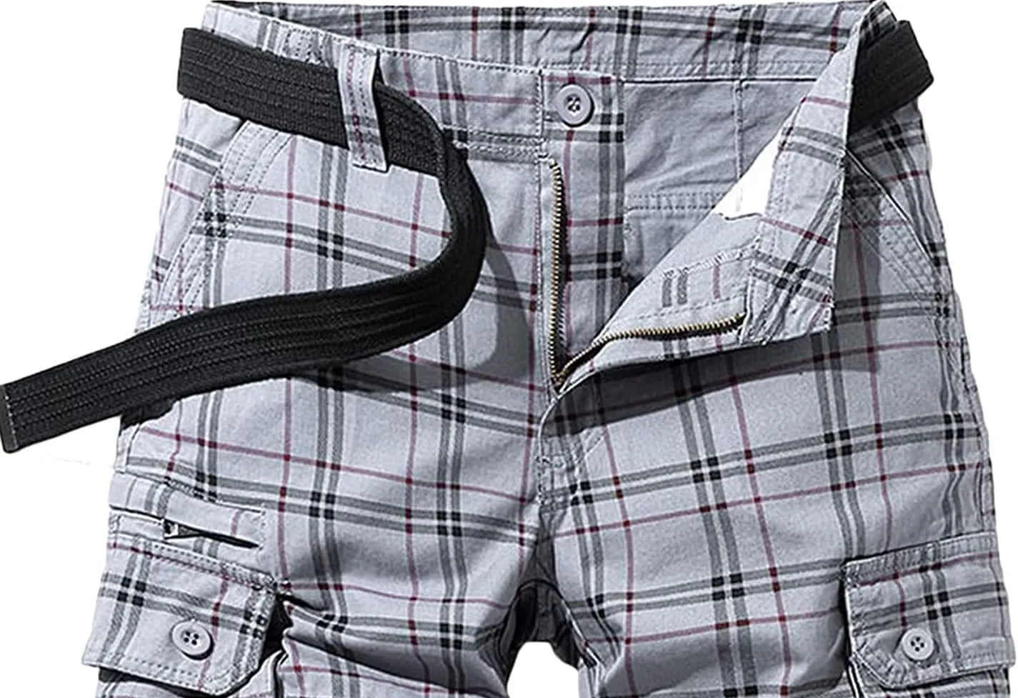 Men's Cargo Fashion Plaid Shorts Cargo Shorts No Belt Tactical Work Shorts Stretch Comfor Summer Outdoor Shorts