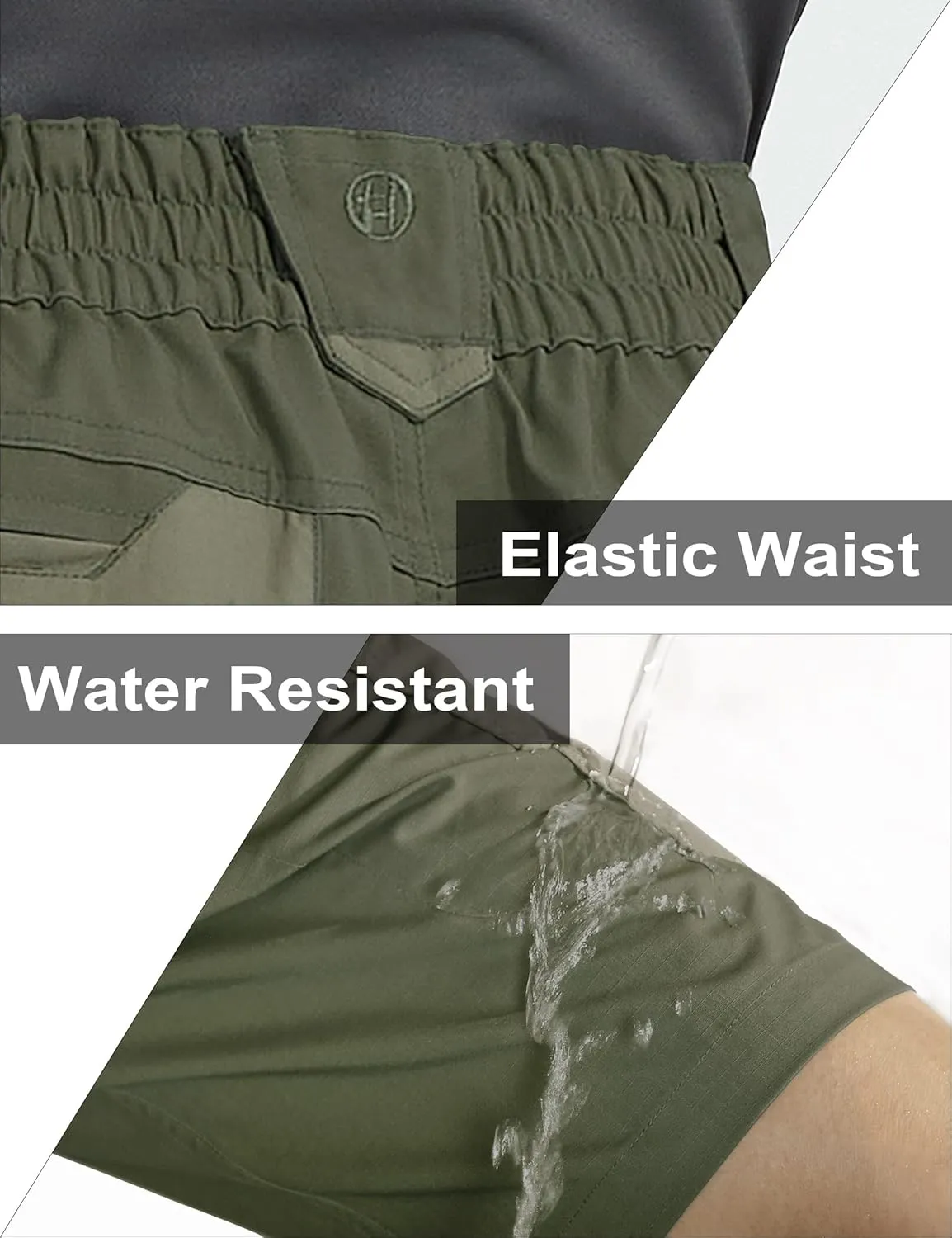 Men's Cargo Shorts Stretch Waist Lightweight Work Shorts Ripstop Tactical Shorts for Hiking, Military, Hunting