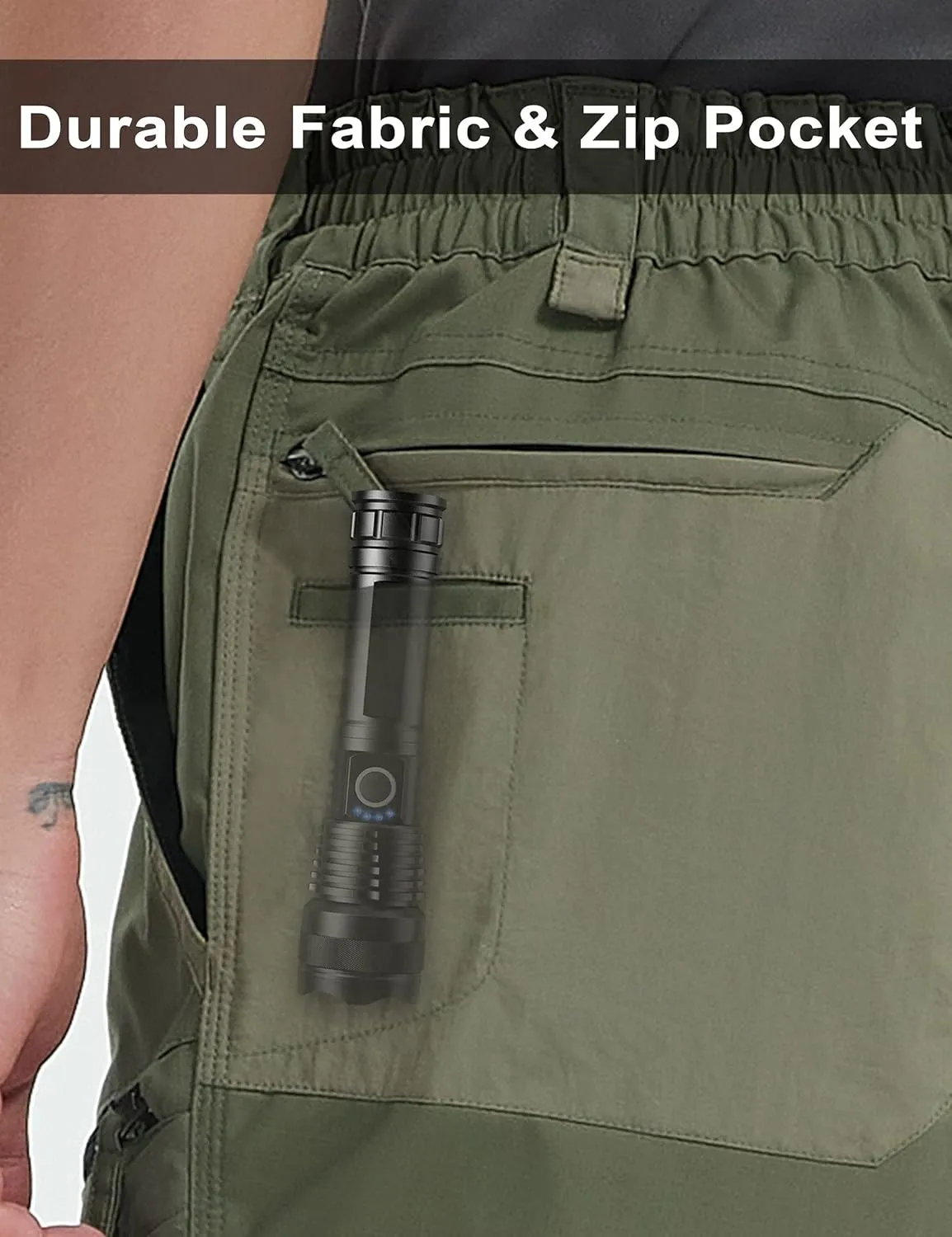 Men's Cargo Shorts Stretch Waist Lightweight Work Shorts Ripstop Tactical Shorts for Hiking, Military, Hunting