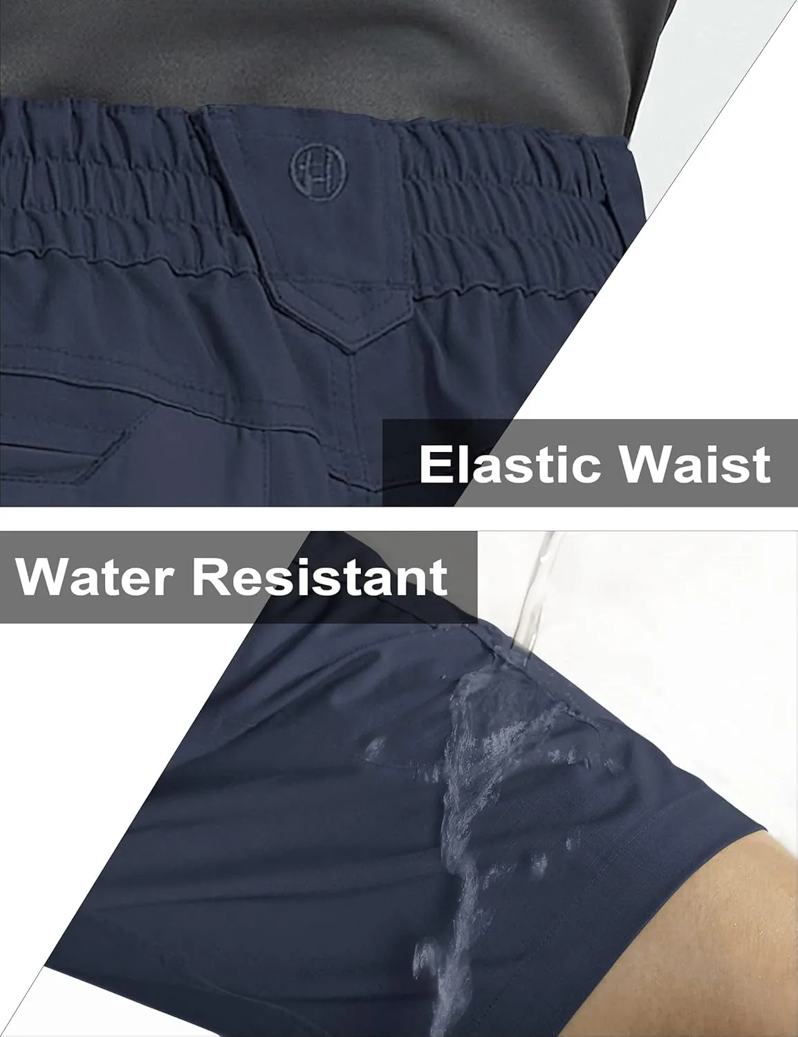 Men's Cargo Shorts Stretch Waist Lightweight Work Shorts Ripstop Tactical Shorts for Hiking, Military, Hunting