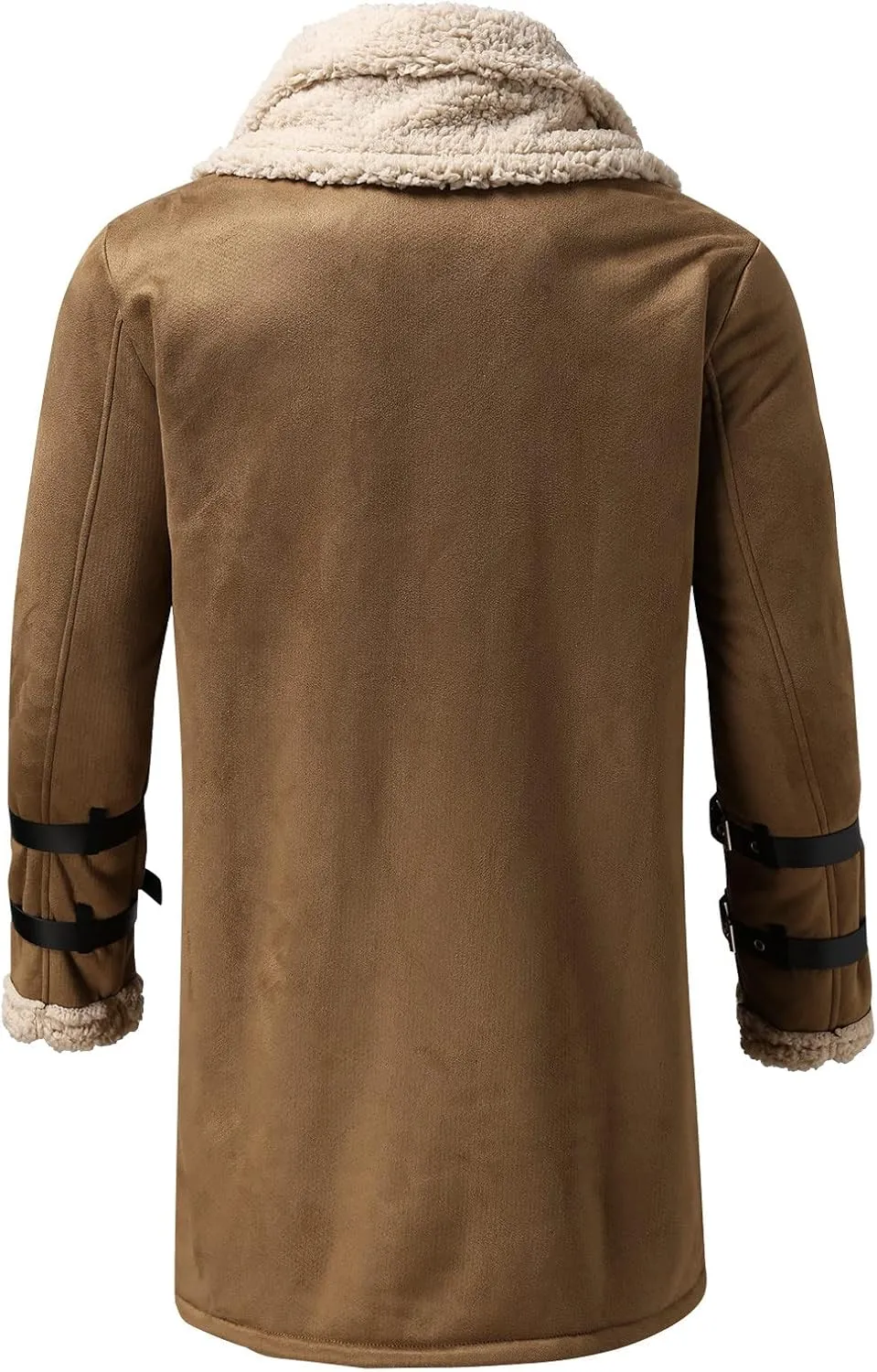 Mens Cotton Cargo Jacket Winter Sherpa Fleece Lined Work Jacket Coats Winter Warm Fur Collar Long Trench Coats Cargo Jacket