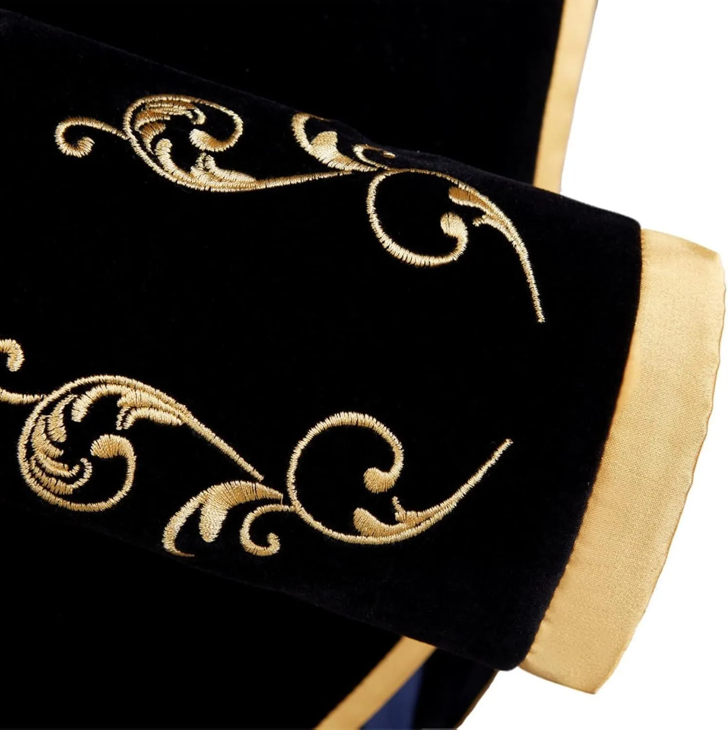 Men's Court Prince Blazers Stand Collar Zip Up Slim Fit Velvet Suit Jackets Luxury Gold Embroidery Sport Coat