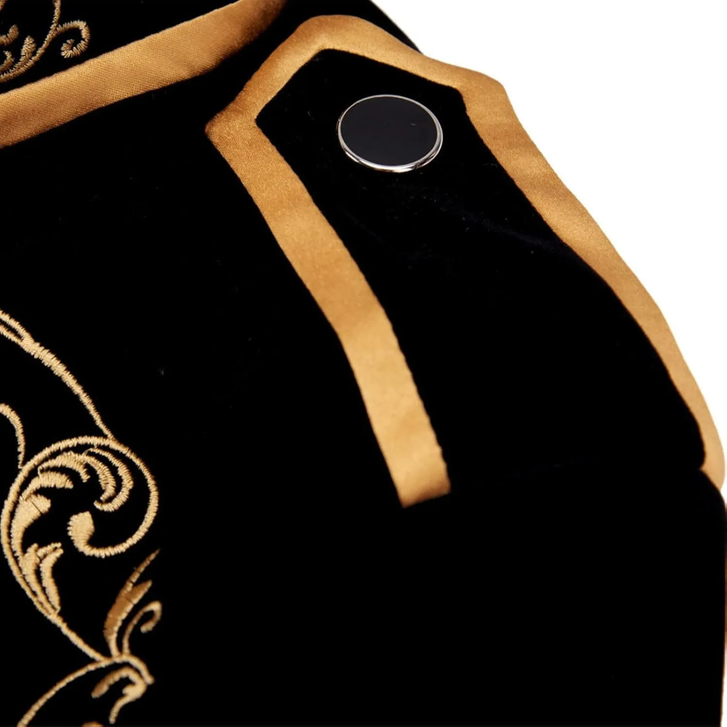 Men's Court Prince Blazers Stand Collar Zip Up Slim Fit Velvet Suit Jackets Luxury Gold Embroidery Sport Coat