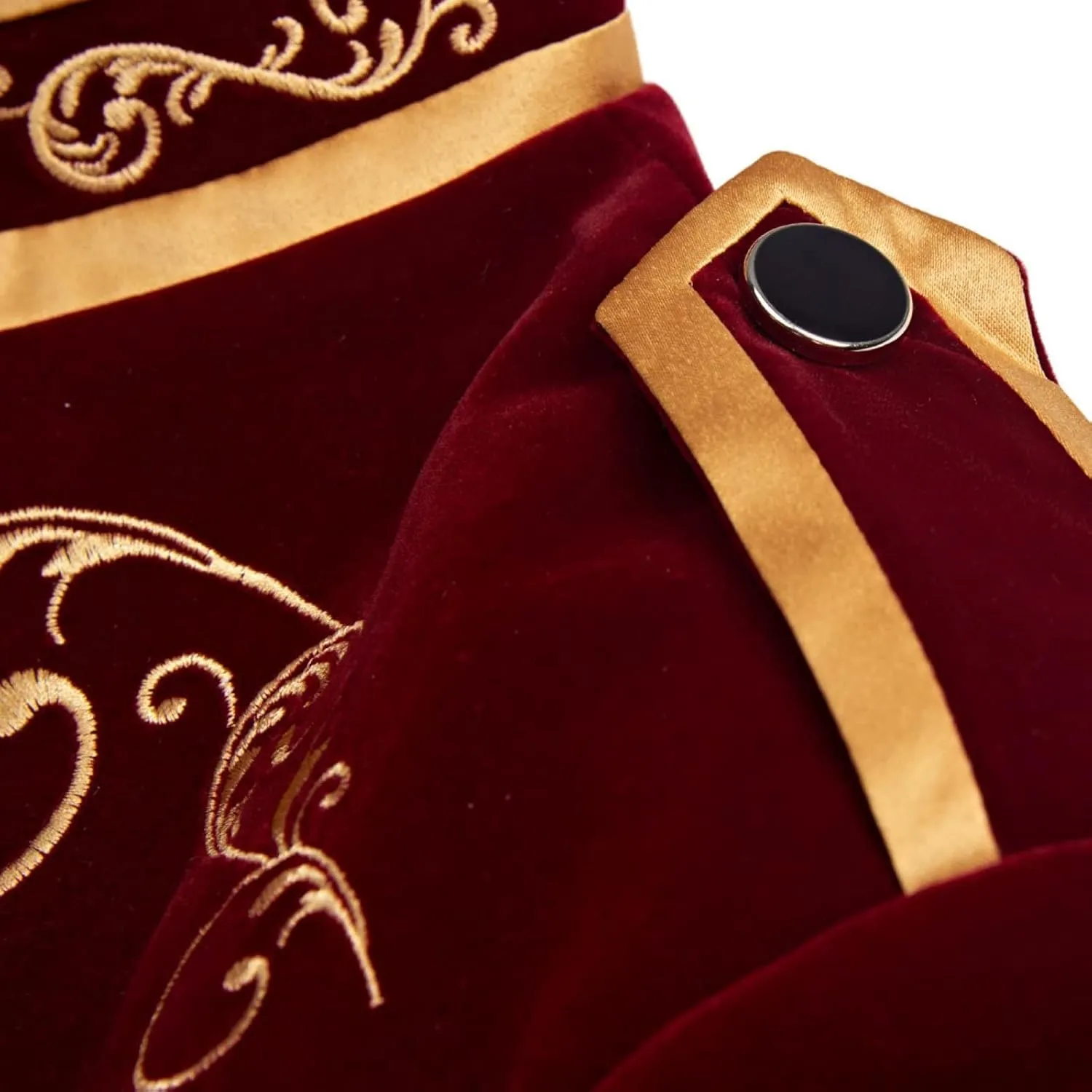Men's Court Prince Blazers Stand Collar Zip Up Slim Fit Velvet Suit Jackets Luxury Gold Embroidery Sport Coat