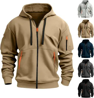 Mens Hoodies Zip Up, Casual Hoodies for Men with Pockets Full Zip Long Sleeve Sweatshirt Sports Hooded Jacket