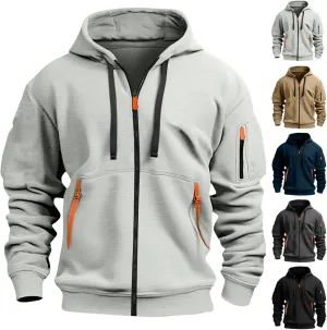 Mens Hoodies Zip Up, Casual Hoodies for Men with Pockets Full Zip Long Sleeve Sweatshirt Sports Hooded Jacket