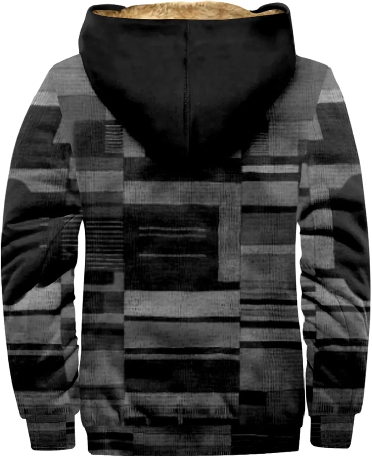 Mens Hoodies Zip Up Fleece Jacket Thick Retro Flag Print Hoodie Sherpa Lined Winter Coat Fall Fashion Hoodie