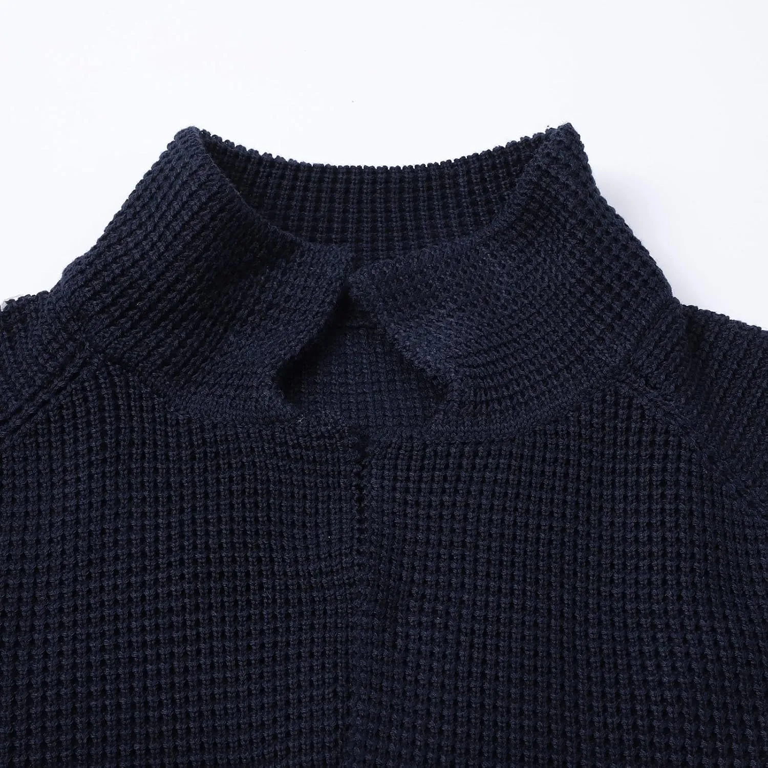 Mens Knit Cardigans Coats Button Down Stand Collar Soft Sweater Jackets Waffle Textured Classic Casual Warm Outwear