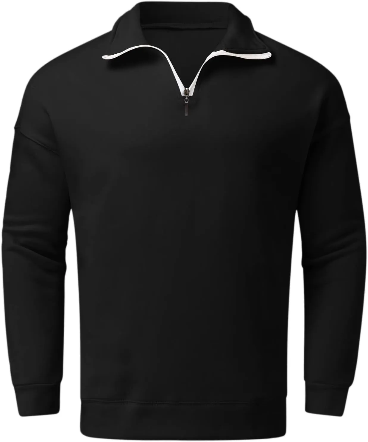 Men's Long-Sleeved Quarter-Zip Sweatshirt Lightweight Breathable Walking Hiking Regular Fit Stand Collar Pullover Jumper
