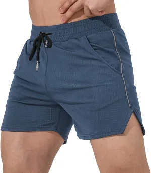 Men's Mesh Athletic Basketball Shorts Split Swim Trunks Quick Dry Sporty Short Running Stretchy Shorts with Pockets