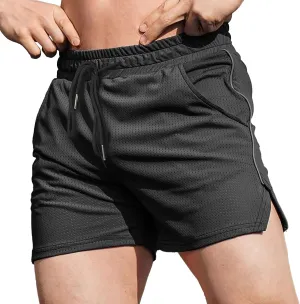 Men's Mesh Athletic Basketball Shorts Split Swim Trunks Quick Dry Sporty Short Running Stretchy Shorts with Pockets