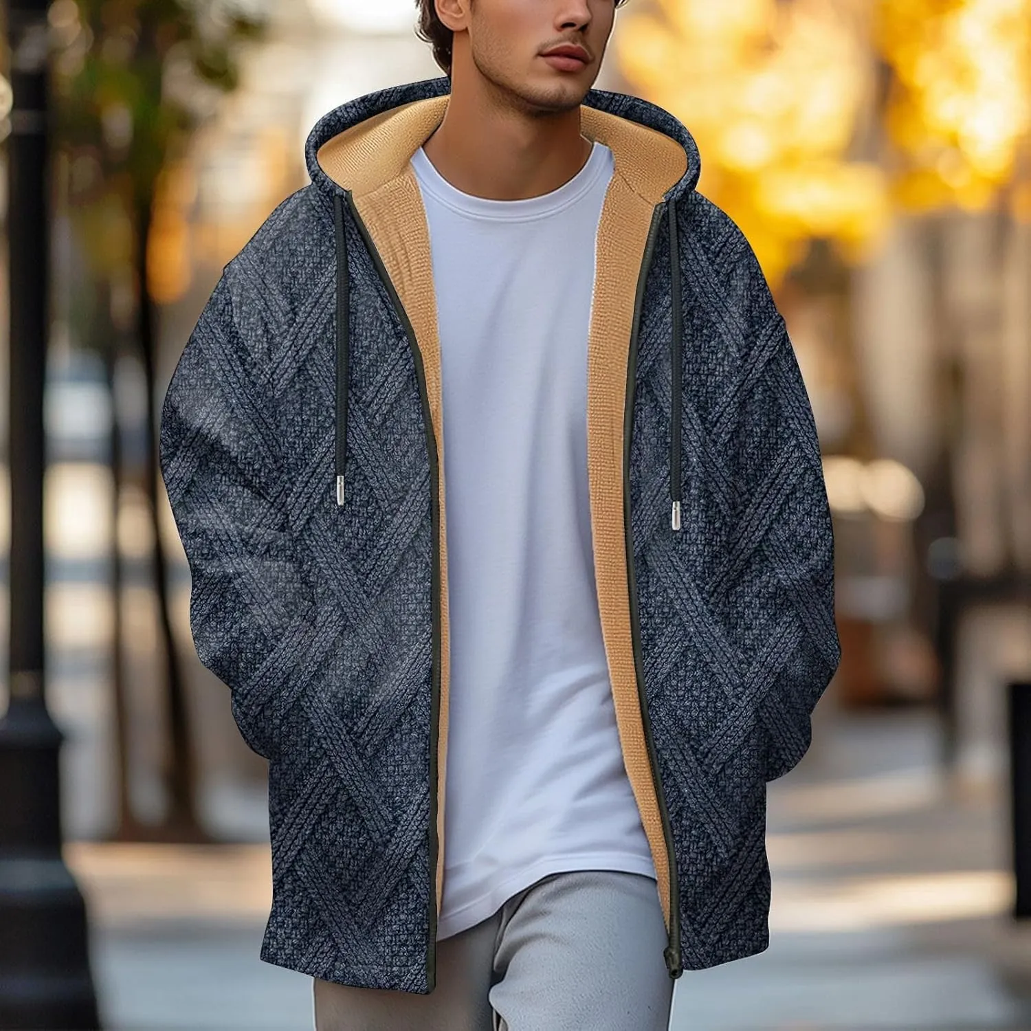 Mens Sherpa Hoodie Full-Zip Heavyweight Casual Hooded Warm Thick Thermal Hoodies