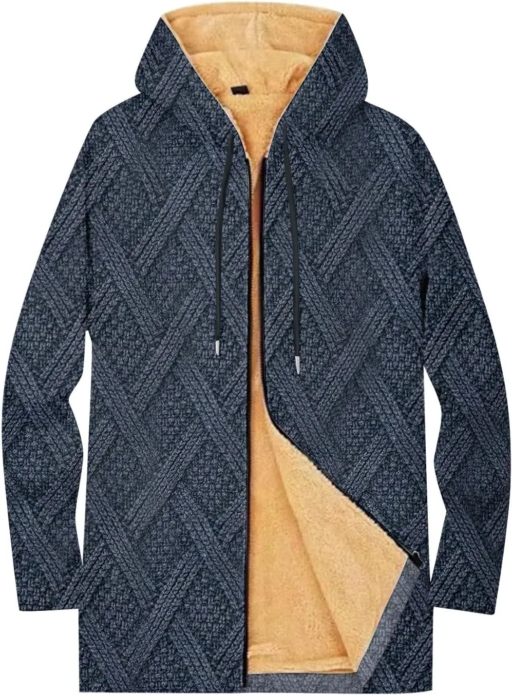 Mens Sherpa Hoodie Full-Zip Heavyweight Casual Hooded Warm Thick Thermal Hoodies