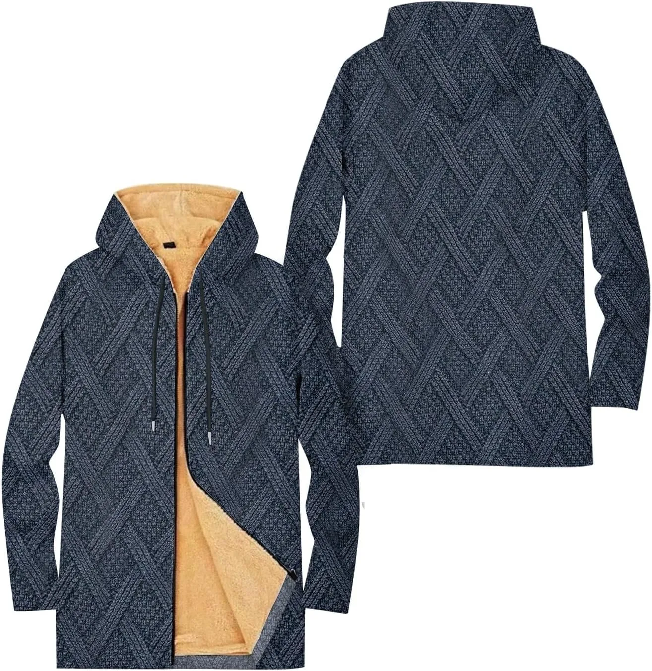 Mens Sherpa Hoodie Full-Zip Heavyweight Casual Hooded Warm Thick Thermal Hoodies
