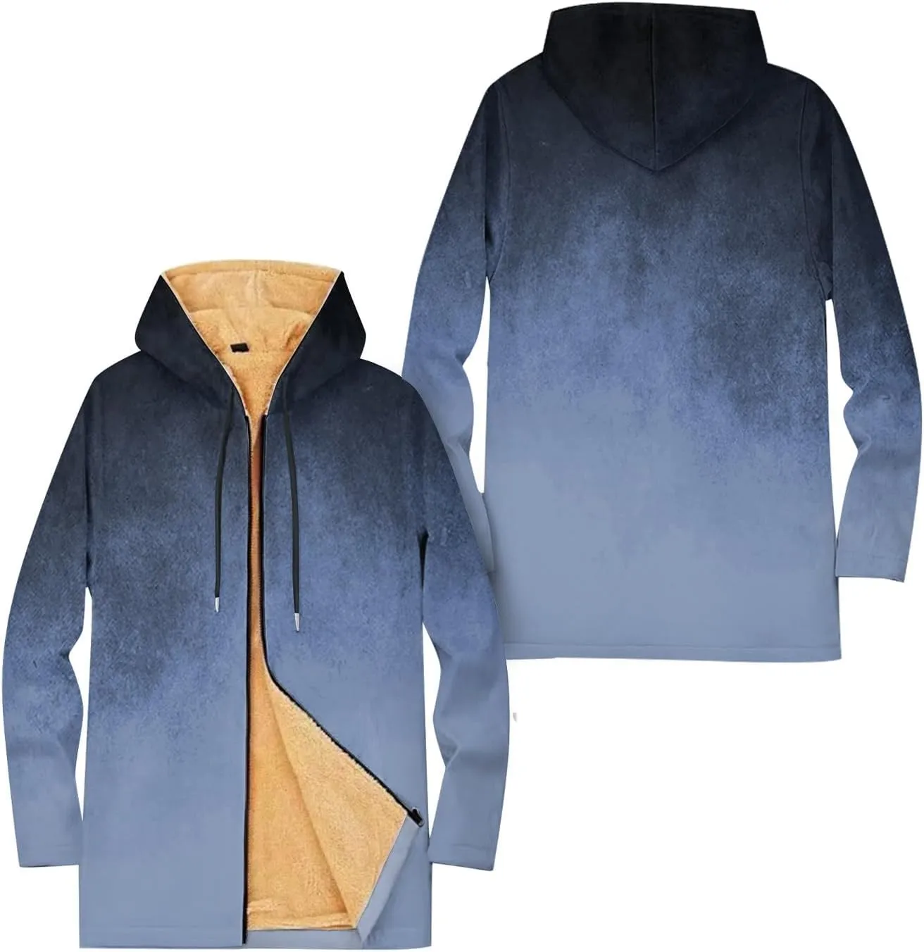 Mens Sherpa Lined Hoodie Full-Zip Fleece Thick Hoodies Heavyweight Thermal Warm Sweatshirt