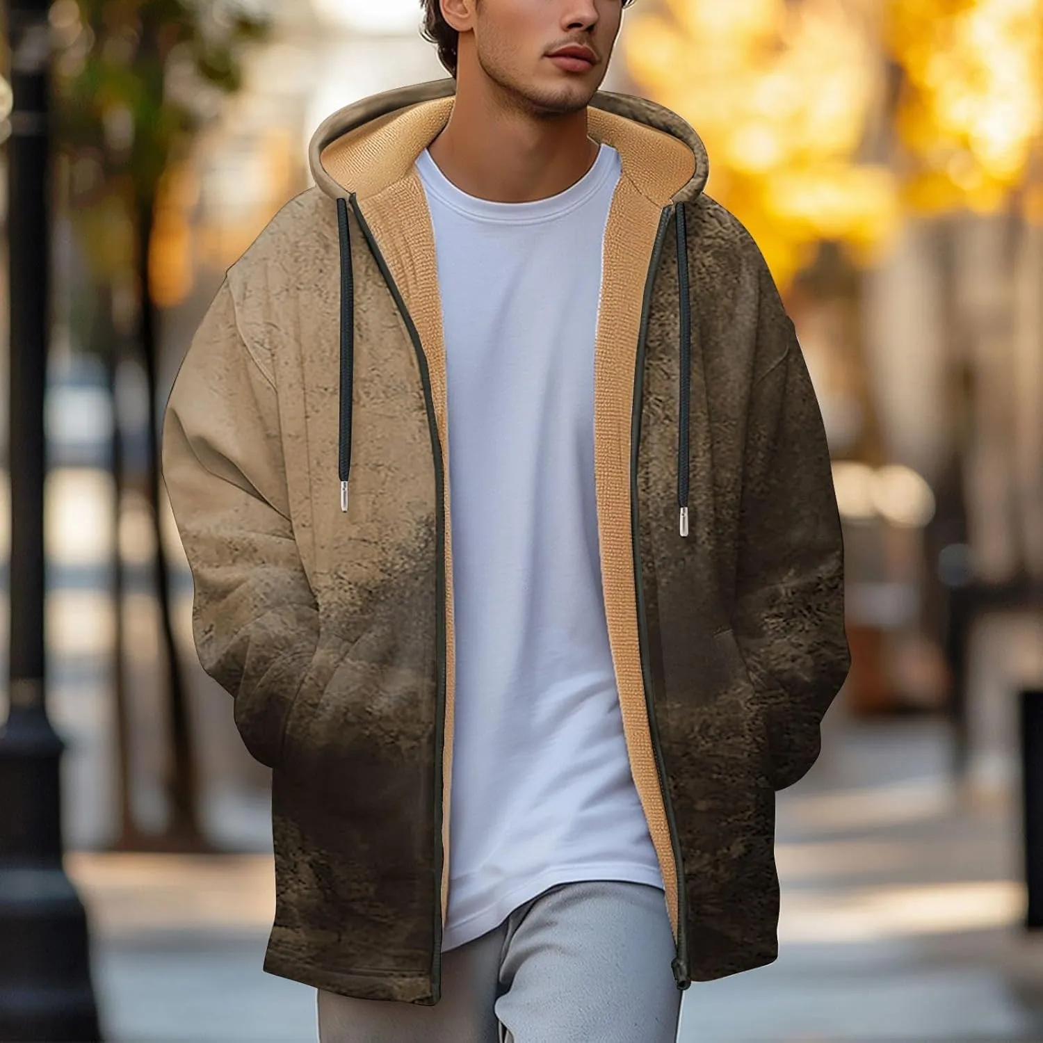 Mens Sherpa Lined Hoodie Full-Zip Thermal Fleece Sweatshirt Casual Heavyweight Winter Hoodies