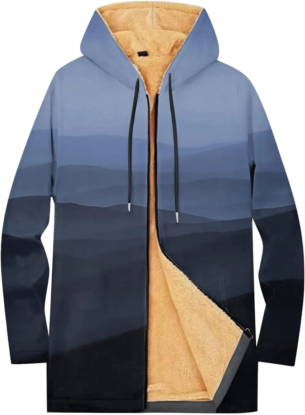 Mens Sherpa Lined Hoodie Full-Zip Winter Fleece Hooded Warm Thick Casual Sweatshirt