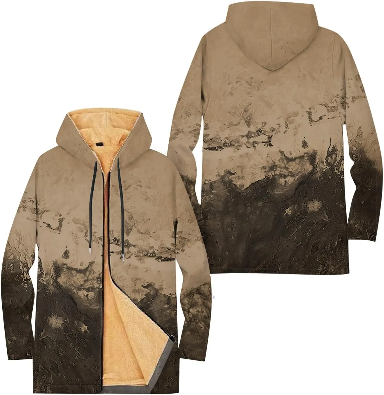 Mens Sherpa Lined Hoodie Full-Zip Winter Warm Hooded Heavyweight Thermal Fleece Sweatshirt