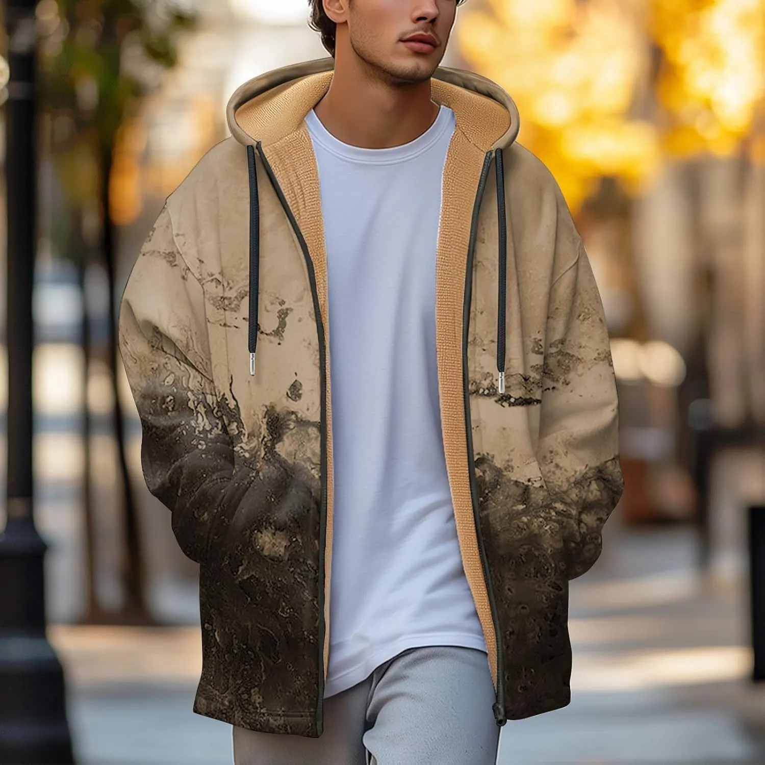 Mens Sherpa Lined Hoodie Full-Zip Winter Warm Hooded Heavyweight Thermal Fleece Sweatshirt