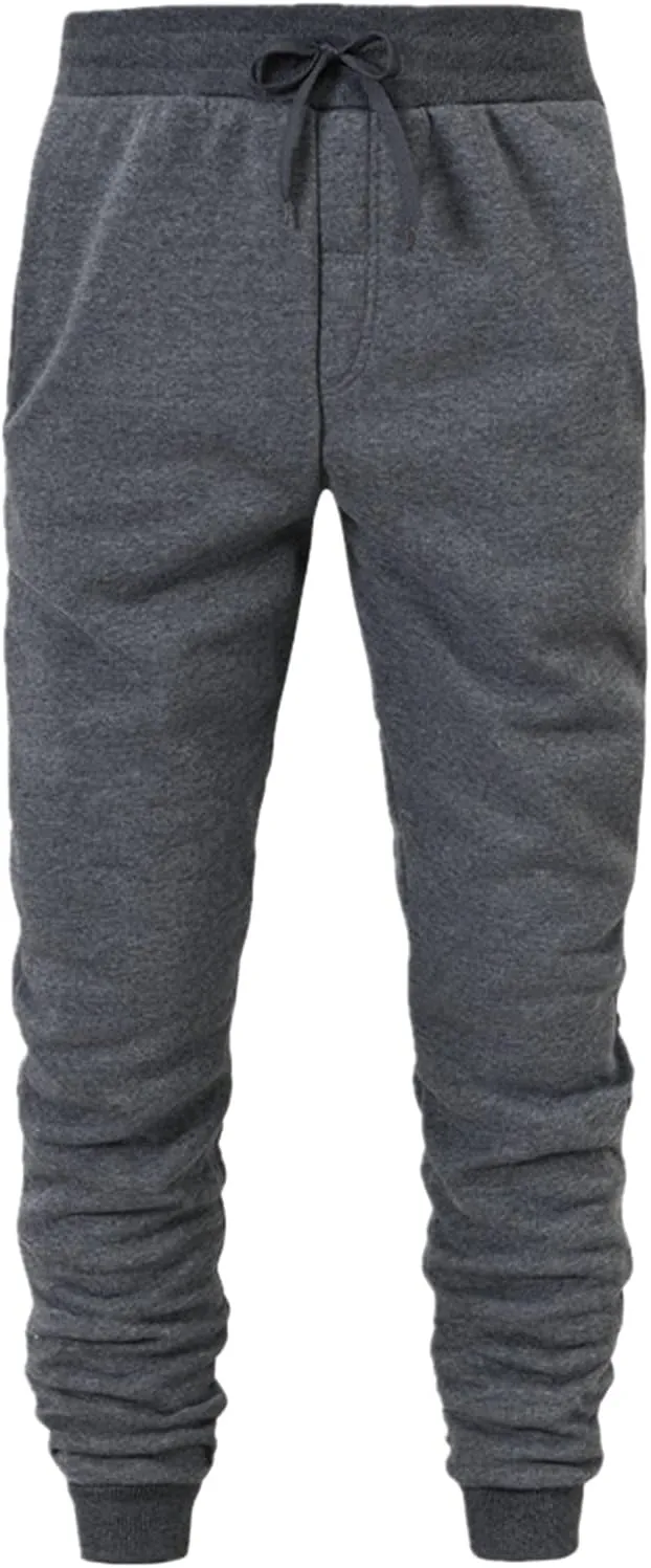 Mens Sporty Jogger Sweatpants Solid Color Workout Cinch Bottom Sweatpants Comfy Tapered Baggy Travel Pants