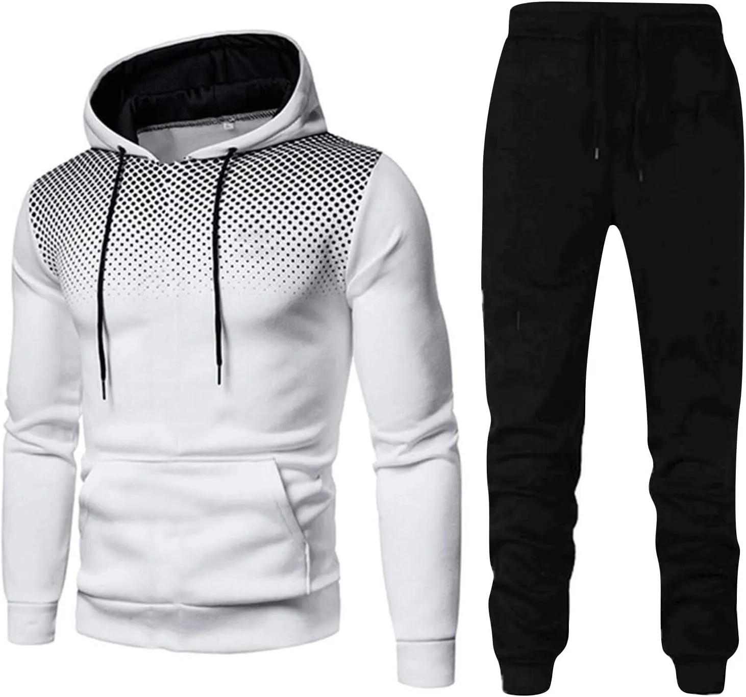 Men's Sweatsuits Track Suits Mens Full-Zip Sweatshirts Jogger Sweatpants Warm Sports Suit Gym Training Wear