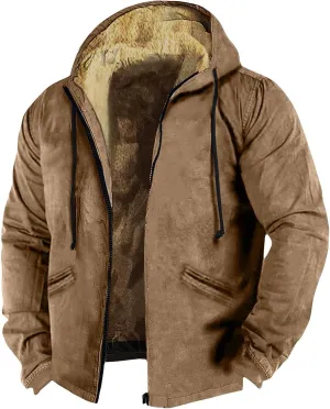 Men's Thick Sherpa Lined Jackets Full Zip Up Hoodies Winter Casual Trendy Warm Sweatshirts Coat with Pocket