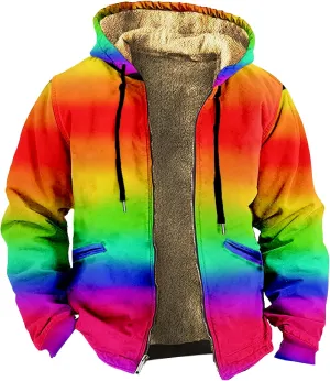 Mens Winter Coats Solid Color Zipper Hooded Warm Windbreaker Jackets Oversized Heavy Hoodie