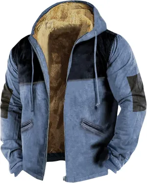 Mens Winter Heavyweight Fleece Sherpa Lined Warm Sweatshirt Big And Tall Zip Up Hoodie Jackets