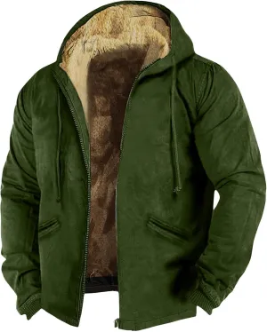 Mens Winter Heavyweight Fleece Sherpa Lined Warm Sweatshirt Big And Tall Zip Up Hoodie Jackets