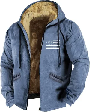Men's Winter Jacket Heavyweight Fleece Sweatshirt Thick Lined Coats Warm Hoodies 2024 Winter Full Zipper Hooded Coat