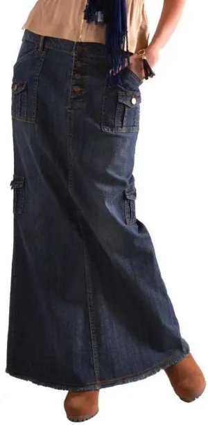 Midi Skirts for Women Fashion Straight Long Mid Waist Womens Denim Button Front Pocket Maxi Skirts 12 Drop Bed