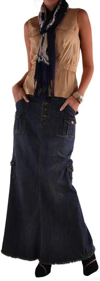 Midi Skirts for Women Fashion Straight Long Mid Waist Womens Denim Button Front Pocket Maxi Skirts 12 Drop Bed