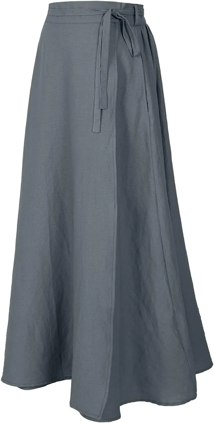 Mingyuezai Womens Wrap Skirt Ankle-Length Vintage Linen Skirts