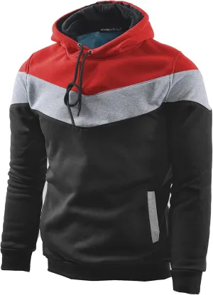 MOONCOLOUR Men's Fashion Novelty Color Block Hoodies Long Sleeve Fleece Hooded Pullover Sweatshirts with Pockets